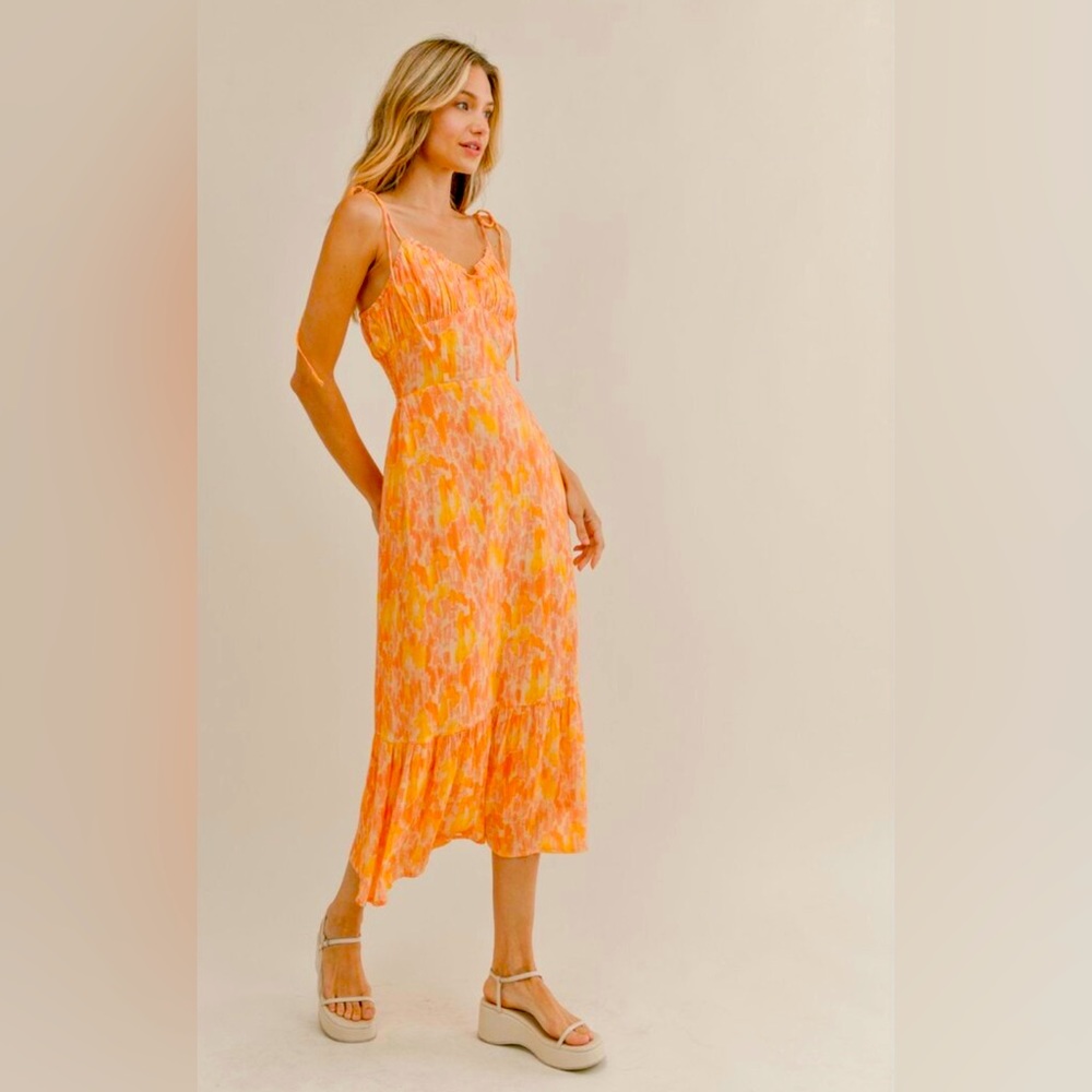NWT Sweet as sunshine in the Coral Sunset Midi Dress